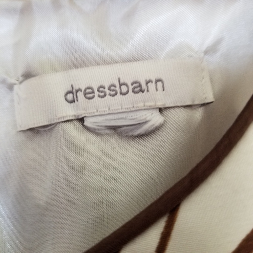 Dressbarn Floral Cocktail Dress White Brown 12 - Picture 6 of 8